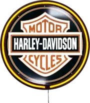 LARGE Harley Davidson Shield Bar Garage Wall Light Sign Orange Neon