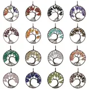 50mm Vintage Style Tree Of Life Handmade Natural Gemstone Pendant Only 2"