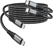 USB C to Lightning Cable 6FT 2Pack iPhone Charger Fast Charging Nylon Braided Long [Apple MFi Certified] Type C iPhone Charging Cord Compatible with iPhone 14/13/12/11/Pro/MAX/X/8/7/iPad and More