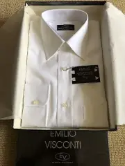 New EV Mens100%Cotton Shirt,TagSize15.5US(EU39)White Twill Weave .Made In Italy.