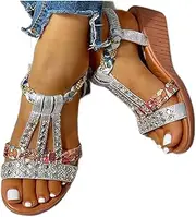 [ZIRIA] Sandals Summer Bohemia Platform Wedges Shoes Crystal Gladiator Rome Woman Beach Shoes Casual Elastic Female