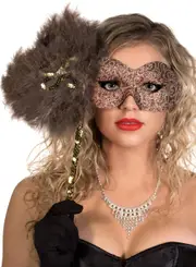 Glitter Swirls Coffee and Caramel Hand Held Masquerade Mask