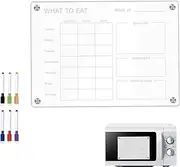 Generic Weekly Meal Planner Magnetic | Clear Acrylic Weekly Meal Planner 6 Pens | Erasable Fridge Notepad with Magnet, Grocery List Pads for Breakfast Lunch Dinner