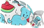 [YTYVAGT] 2-Pc,Gourd-Shaped Working Cap,Fisherman Hat with Buttons and Cotton Sweatband,Animal Tiger Koala Hand Drawing