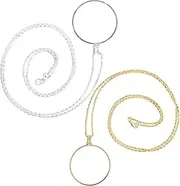 KOMBIUDA 2pcs Portable Magnifier Pendant Stylish Decorative Magnifying Glass Necklace for Reading Exploration and Crafting Magnification Durable Alloy Gold and Silver Finish