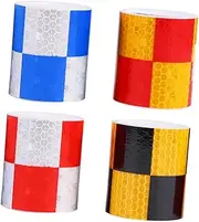 Cabilock 4Rolls Reflective Warning Tape High Visibility Night Conspicuity Sticker for Cars Trailers and Equipment Weatherproof Adhesive Safety Strip Per