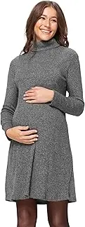 [LaClef] Womens Long Sleeve Ribbed Knit Turtleneck Maternity Dress