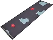 Living Room Runner Rug Machine Washable Non Slip Bathroom Mat Tassel Floor Carpet for Party Prom Home Decor Cartoon Cute Blue Hippo Red Flower