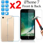 x2 Tempered Glass 9H screen protector for Apple iPhone 7 Front and Soft Back