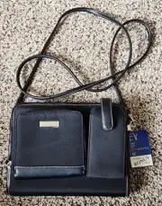 Vintage Pocketbook Day Planner With Shoulder Strap Zipper Nylon Black New!