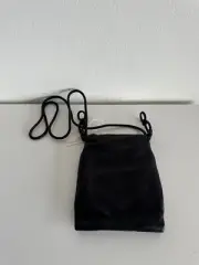 New COS Mini LEATHER CAVATELLI DRAWSTRING POUCH Small CROSSBODY BUCKET BAG Black