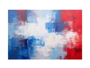 Blue Red Abstract Art Painting Canvas Print