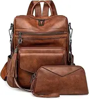 [Crysteon] European and American retro fashionable women's backpack with large capacity dual color fringed backpack