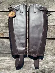 Justin Windshire slim short brown full grain leather English Half Chaps