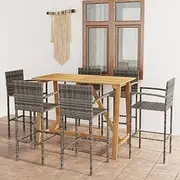 7 Piece Garden Bar Set Grey, Conversation Sets