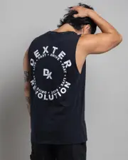 [Dexter] Dexter Men's Live Fast Muscle Tank Top in Black Acid Size Large L Black Acid