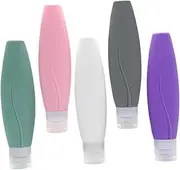 VICASKY 5pcs Squeezable Silicone Travel Bottles Leakproof Refillable Containers for Shampoo Conditioner Wash Toiletries for Airplane Essentials