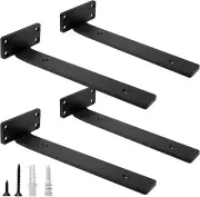 4 Pack Heavy Duty Floating Shelf Brackets 10-Inch (1/5'' Thick) Hidden Shelves