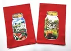 Ball Canning Strawberries & Peachs 2 Piece Tea Towel Flour Sack Gift Graphic Red