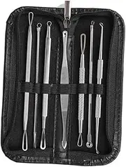 NOLITOY Complete Blackhead Tool Set 7pc Kit for Pimples Blemishes Spoon Loop Extractors for Safe Sk