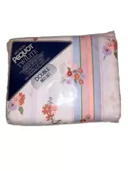 Vintage Pequot Twilite Full Double Flat Fitted 2 Pillowcases Sheet Set Floral