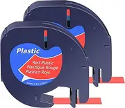 NineLeaf 2 Pack Compatible for DYMO 91333 LetraTag Refills Black on Red 1/2" (12mm) x 13ft (4m) LT Pastic Label Tape Work in LetraTag LT100H LT-100T Plus LT110T QX50 XR XM 2000 Label Maker