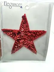 New Vintage 3.5" Red Star Sequin Applique Sew On Elegance