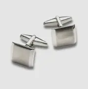 $40 Kenneth Cole Men's Silver Square Brushed Cuff Links
