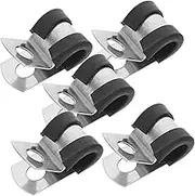 iplusmile 5pcs Stainless Steel Cable Clamps with Rubber Lining Tube Hanger for Securely Fixing Wires and Cables Excellent Shock Absorption for Home and Professional Use