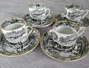4 Antique Copeland Spode's Italian England Tiffany & Co NY Demitasse Cup Saucers