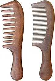 Sandalwood Comb - Wood Comb Set Hair Comb | Sandalwood Comb For Women | Portable Hair Brush | Set Of 2 Handmade Natural Hair Combs, Fine Tooth Hair Comb For Women Girls, Portable Hair Brush