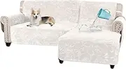 Smarcute L Shaped Sofa Covers 100% Waterproof Chaise Lounge Covers for Pets Dogs 2 Pieces Right Sectional Large, Ivory