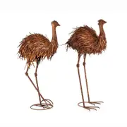Willow & Silk Garden Decor Figurine Metal Emus Set of 2 Garden Decor 36x18x61cm