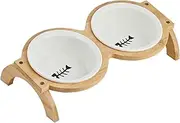 yuksok Elevated Cat Bowls Raised Feeding Station, Dishes, Portable Food and Water Bowl, Pet Feeder for Kitten Dogs and Cats Puppy, Fishbone