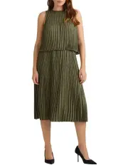 [David Lawrence] Gio Stripe Dress in Olive