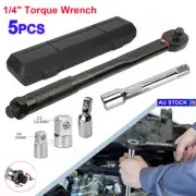 5pcs 1/4 inch Drive Click Torque Wrench 5-25 Nm Ratchet Socket with Adaptor Set