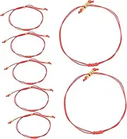 GLSTOY 7pc Red String Bracelet Braided Cord Bracelet for Women Girls Adjustable Wrist Jewelry Buddhist Protection