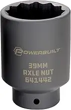 Powerbuilt 39mm Axle Nut Socket, 1/2 Inch Drive, Use with Impact Wrench, 12 Point Extra Deep, Remove Axle Shaft Nut - 641422