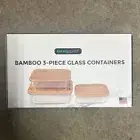 NEW Servappétit Bamboo 3-Piece Glass Container Set Food Storage Glassware