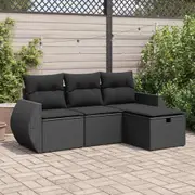 4 Piece Garden Sofa Set with Cushions Black/Grey Poly Rattan vidaXL