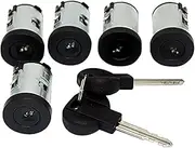 Rynplex AL066 9170.AY Door Lock Barrel Set 5PCS, for Fiat, for Scudo, for Citroen, XM XANTIA SYNERGIE Dispatch Jumpy 1995-2007 Auto Ignition Lock Cylinder