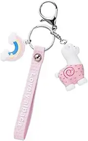 [VALICLUD] Bag Decoration Accessories Key Rings Plush Keychain Cute Key Chain Bag Pendant Cartoon Keychain Hanging Pendant Pink