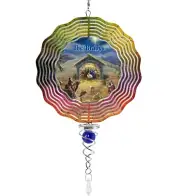 Christmas Nativity Swirly Metal Wind Spinner Personalized, Yard Decoration
