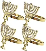 4pcs Hanukkah Serviette Rings Jewish Holiday Party Decorations Party Napkin Holders