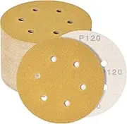 WEWINK PLUS 6-Inch 6-Hole 120 Grit Sandpaper Discs,Box of 70, Hook and Loop Backing for Random Orbital or DA Sander, Finishing Medium Sanding Abrasive Automotive Paint, Woodworking Wood, Metal