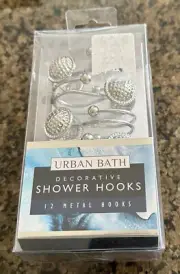 Urban Bath 12 Decorative Metal Shower Hooks Silver Hammered Round