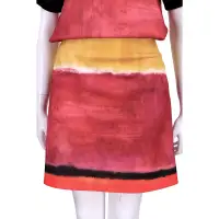 在飛比找Yahoo奇摩購物中心優惠-ALBERTA FERRETTI 紅x黃色渲染刷色及膝裙