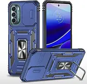 Compatible with Motorola Moto Edge 30 Pro, Slide Camera Lens Cover Hybrid Heavy Duty Bumper Cover with Rotate Holder Magnetic Plate Kickstand Case for Motorola Moto Edge 30 Pro