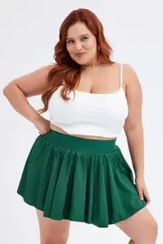 Green Mini Skirt Pleated Tennis With Shorts Underneath