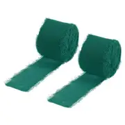 Chiffon Ribbon 1.5" x 10 Yard, Handmade Fringe Ribbon Green, 2pcs